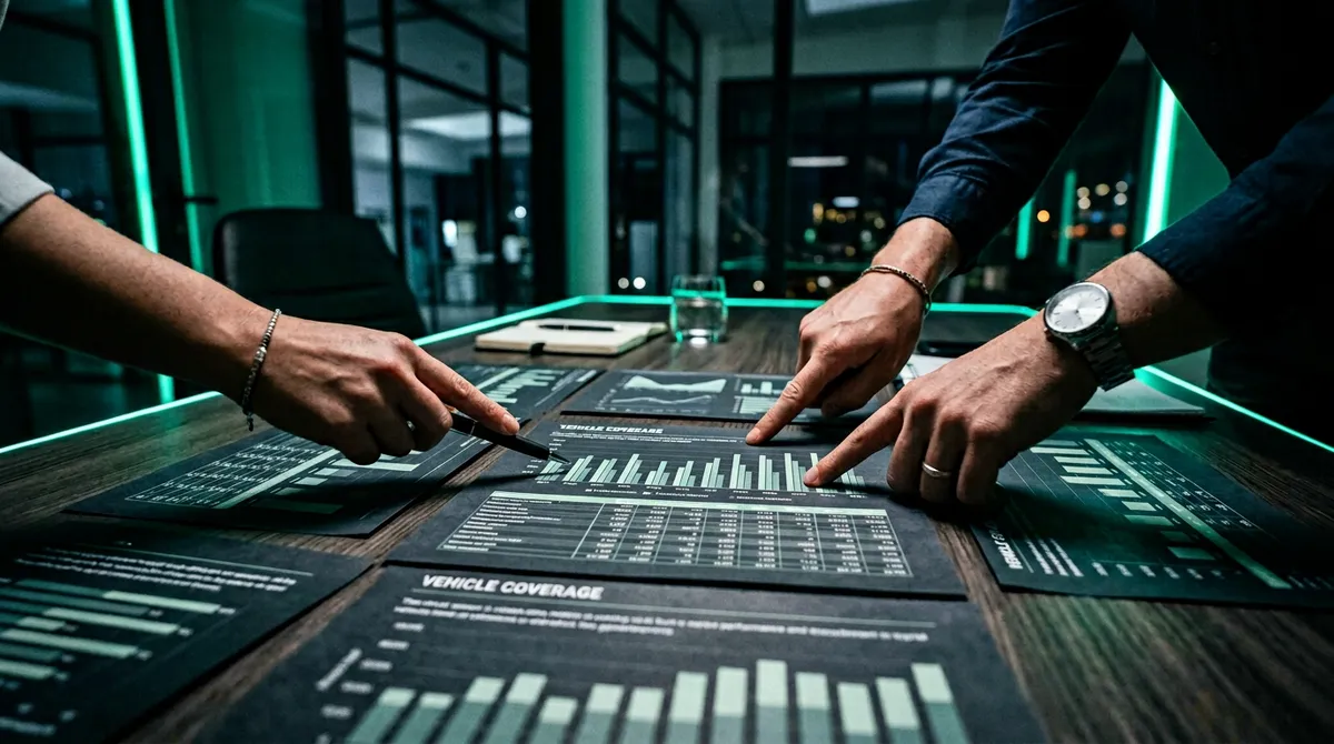 Porównanie tabel ubezpieczeniowych na biurku — kontekst edukacyjny